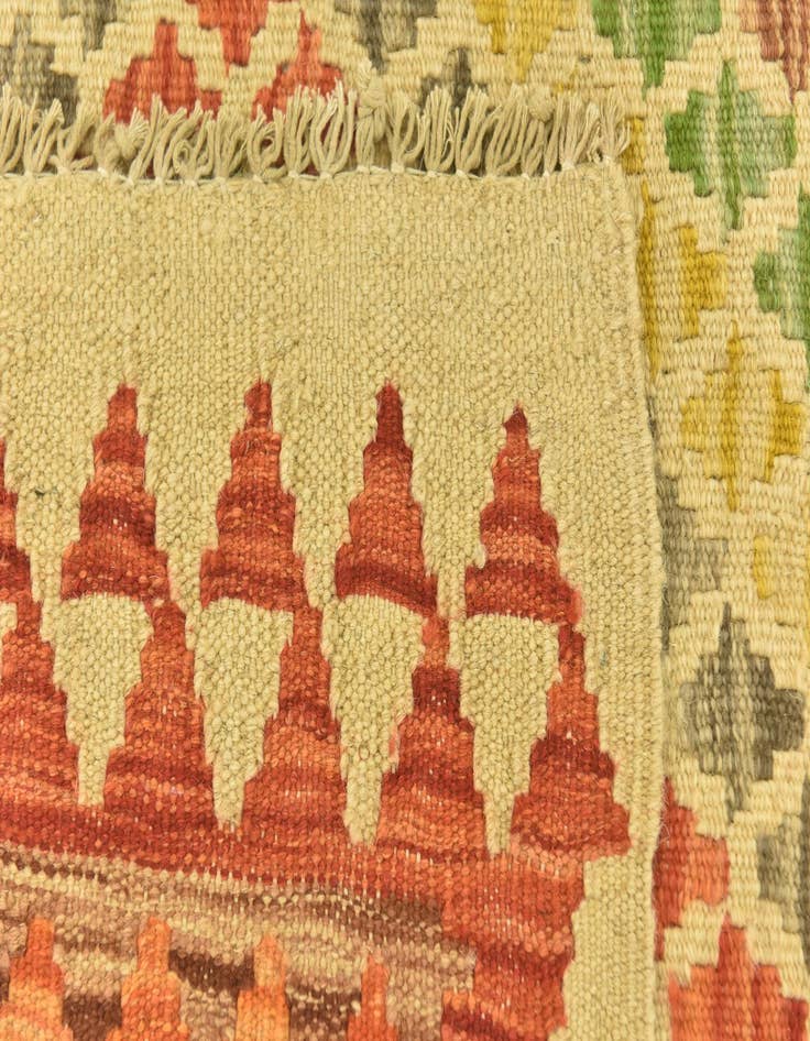 Detail image of  3' 4 x 4' 10  Hand Woven Kilim Maymana Wool Rug