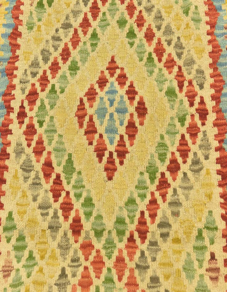 Detail image of  3' 4 x 4' 10  Hand Woven Kilim Maymana Wool Rug