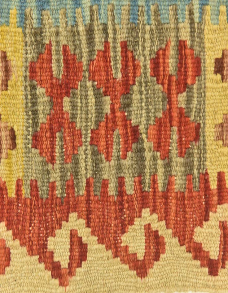 Detail image of  3' 4 x 4' 10  Hand Woven Kilim Maymana Wool Rug