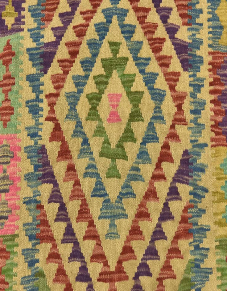 Detail image of  3' 4 x 5' 1  Hand Woven Kilim Maymana Wool Rug