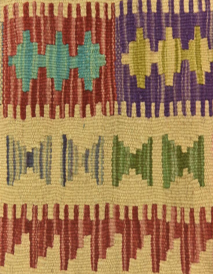 Detail image of  3' 4 x 5' 1  Hand Woven Kilim Maymana Wool Rug