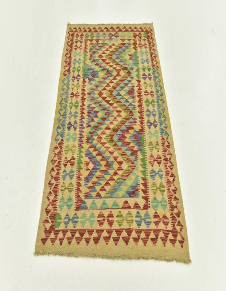 Detail image of  3' 2 x 5' 1  Hand Woven Kilim Maymana Wool Rug