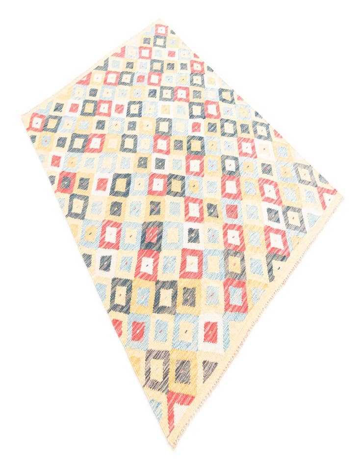 Detail image of  4' 2 x 5' 9  Hand Woven Kilim Maymana Wool Rug