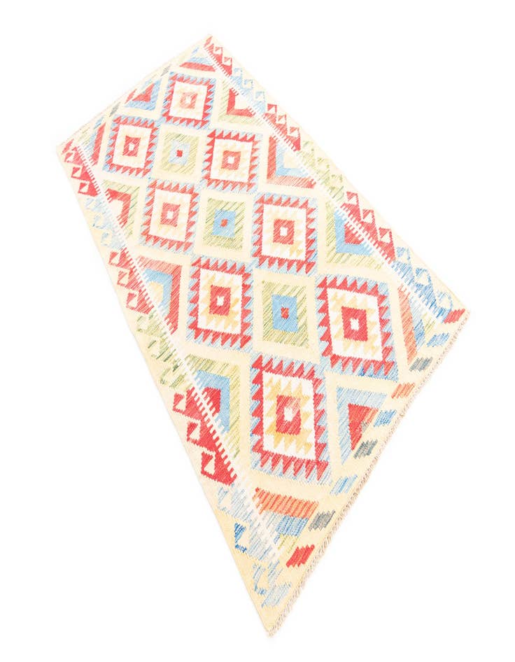 Detail image of  3' 6 x 6' 3  Hand Woven Kilim Maymana Wool Rug