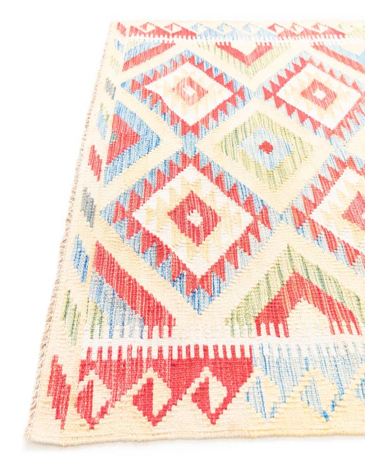 Detail image of  3' 6 x 6' 3  Hand Woven Kilim Maymana Wool Rug