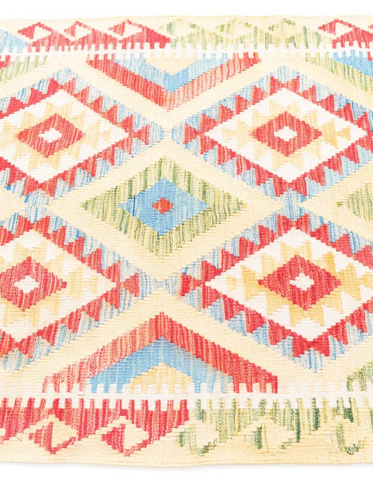 Detail image of  3' 6 x 6' 3  Hand Woven Kilim Maymana Wool Rug