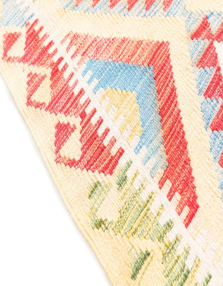 Detail image of  3' 6 x 6' 3  Hand Woven Kilim Maymana Wool Rug