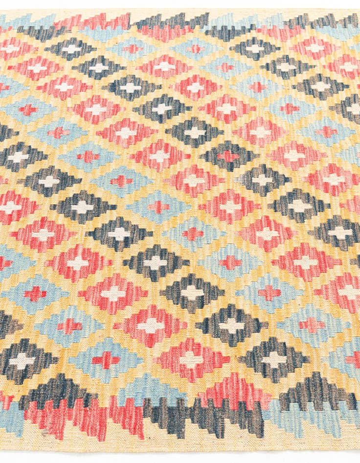 Detail image of  4' 2 x 6'  Hand Woven Kilim Maymana Wool Rug