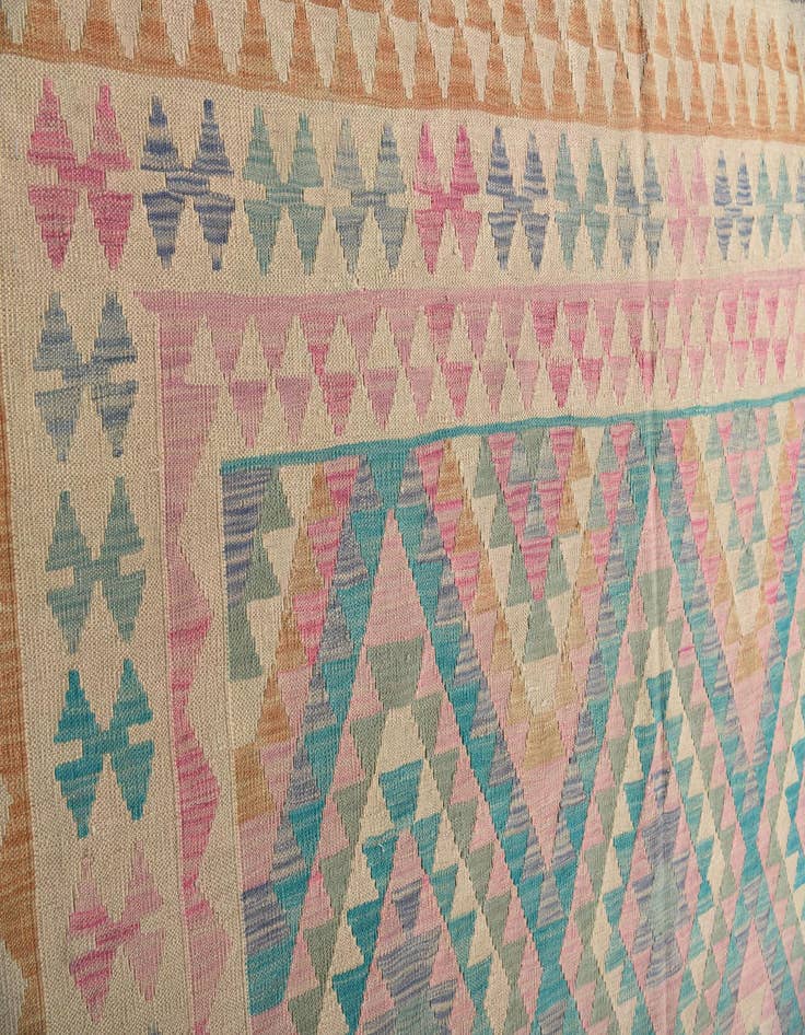 Detail image of  6' 9 x 9' 4  Hand Woven Kilim Maymana Wool Rug