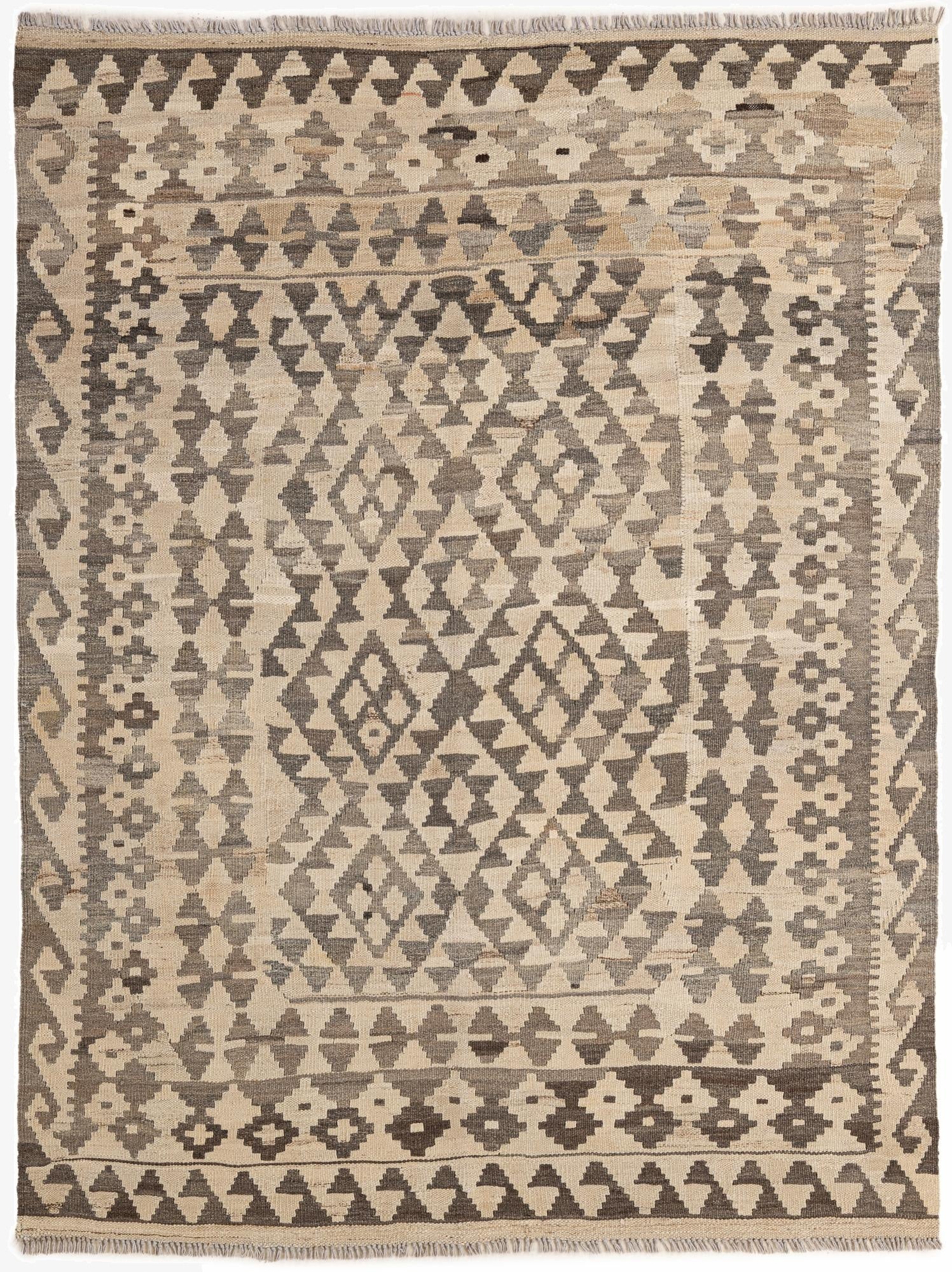  5' 1 x 6' 8  Hand Woven Kilim Maymana Wool Rug