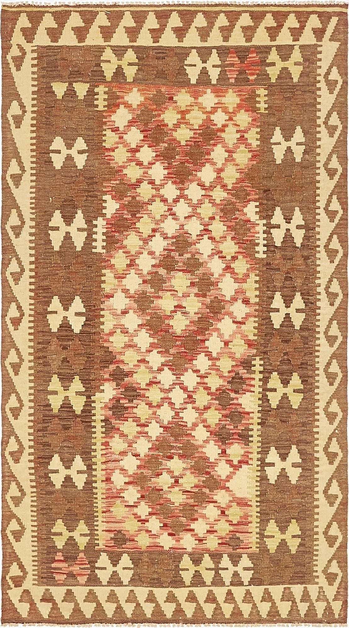  3' 4 x 6' 3  Hand Woven Kilim Maymana Wool Rug