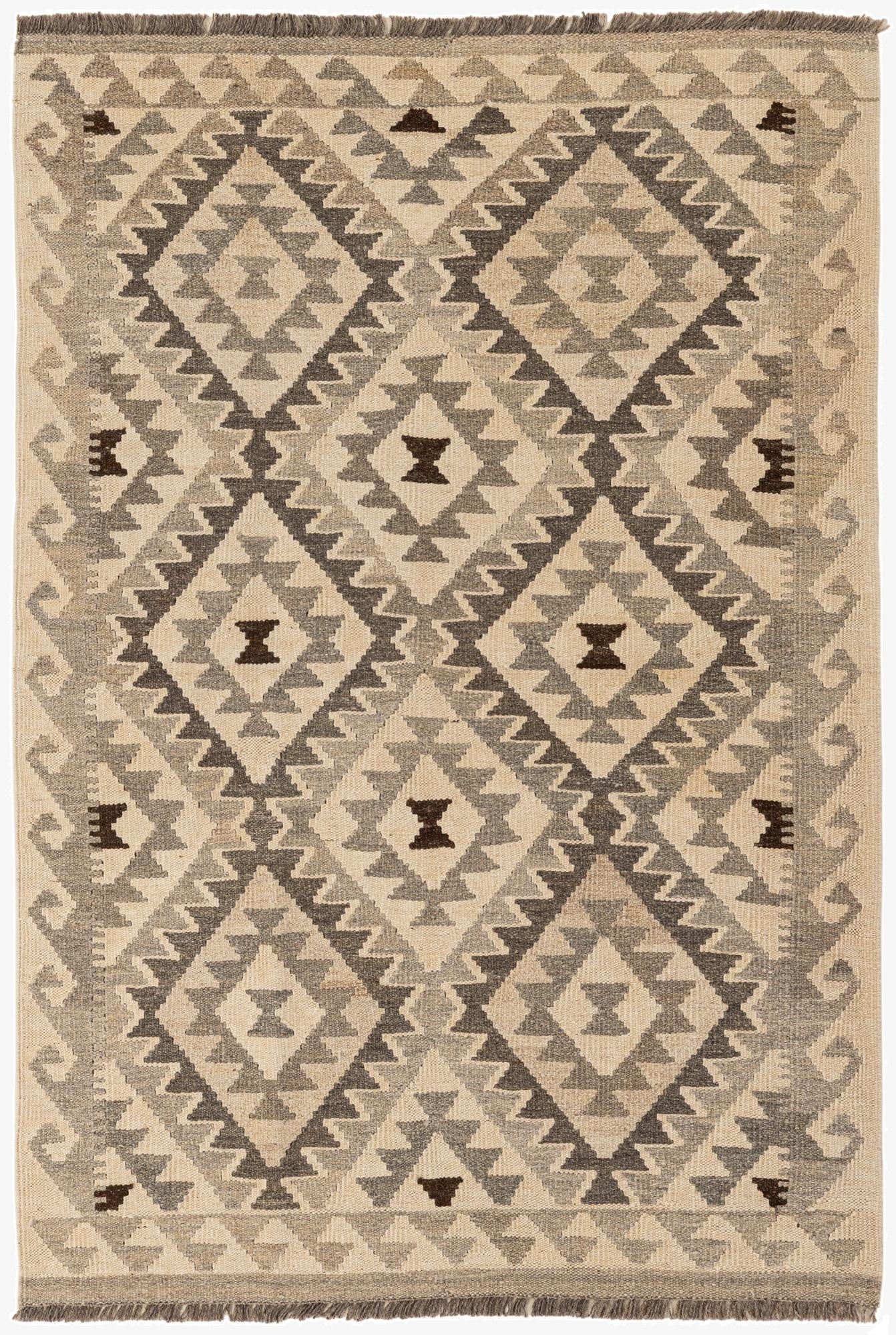  3' 6 x 5' 3  Hand Woven Kilim Maymana Wool Rug