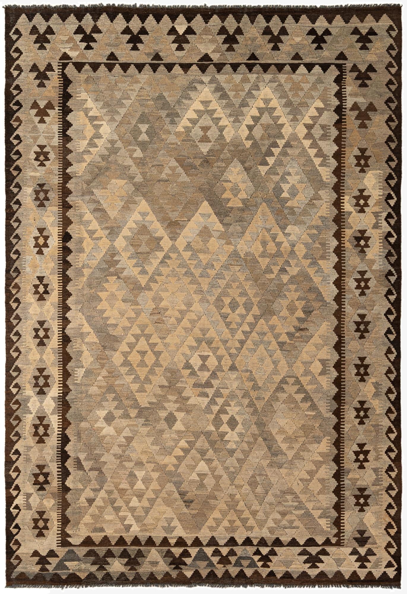  6' 6 x 9' 4  Hand Woven Kilim Maymana Wool Rug