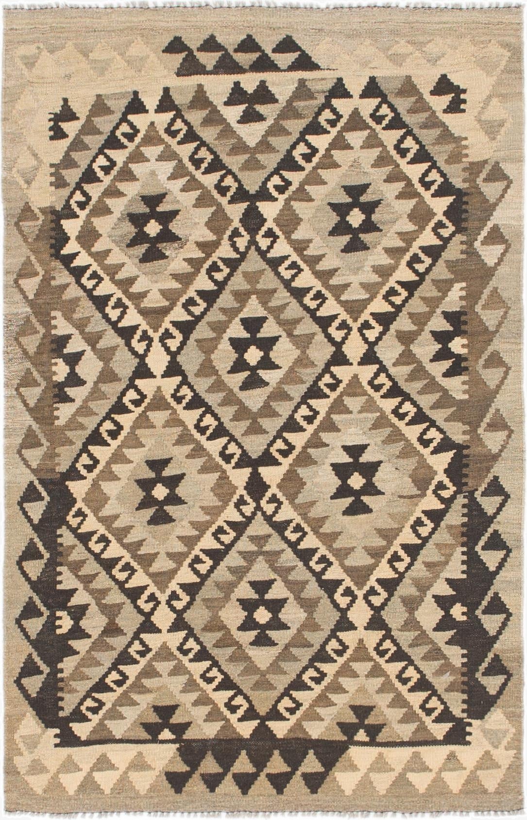  3' 2 x 5'  Hand Woven Kilim Maymana Wool Rug