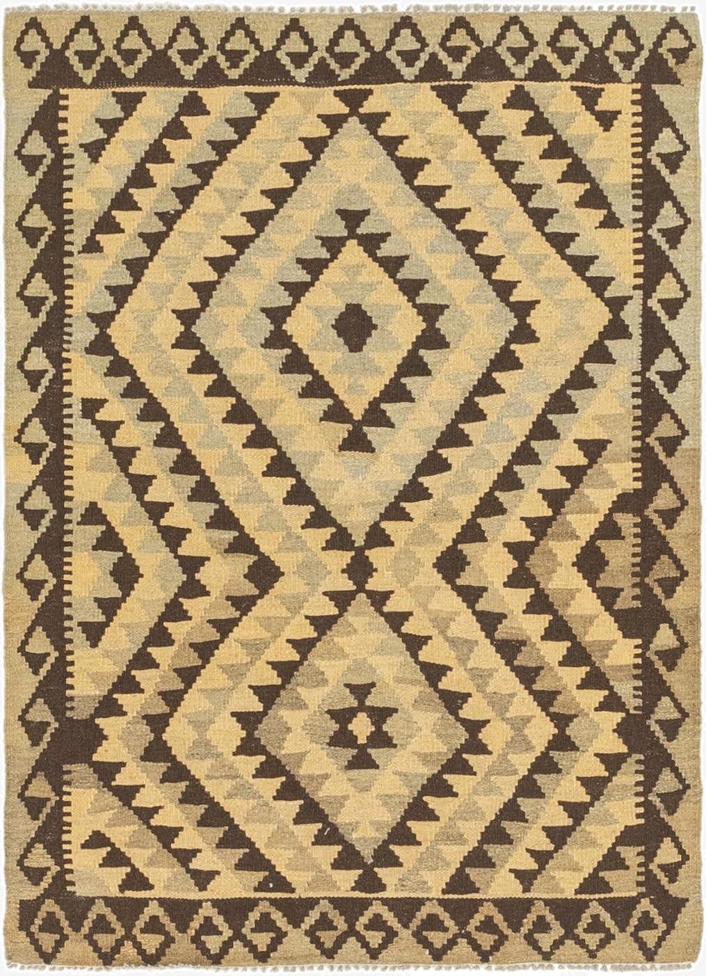  2' 10 x 4'  Hand Woven Kilim Maymana Wool Rug
