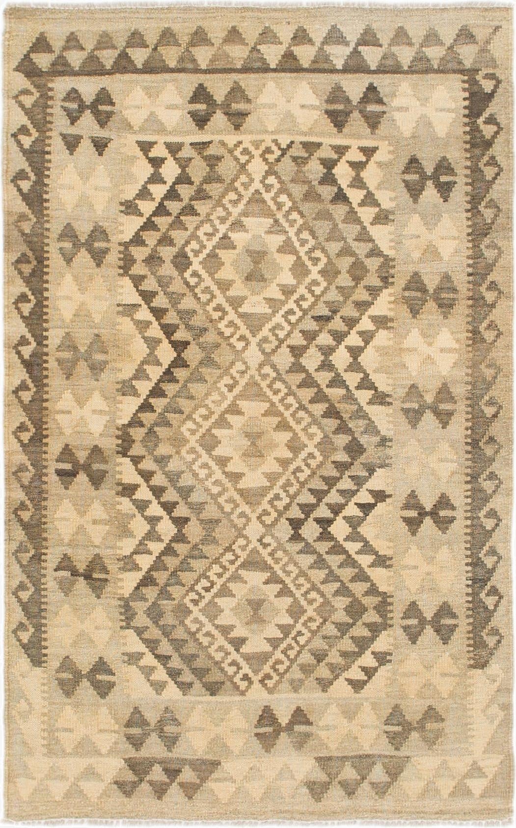  3' 2 x 5'  Hand Woven Kilim Maymana Wool Rug