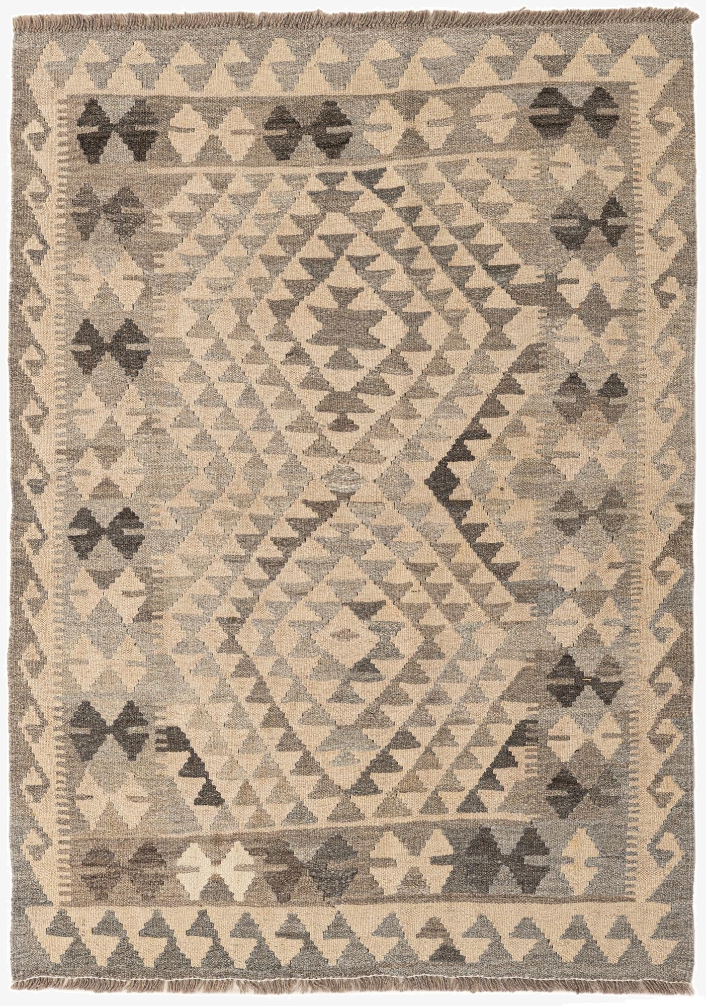  3' 6 x 4' 10  Hand Woven Kilim Maymana Wool Rug