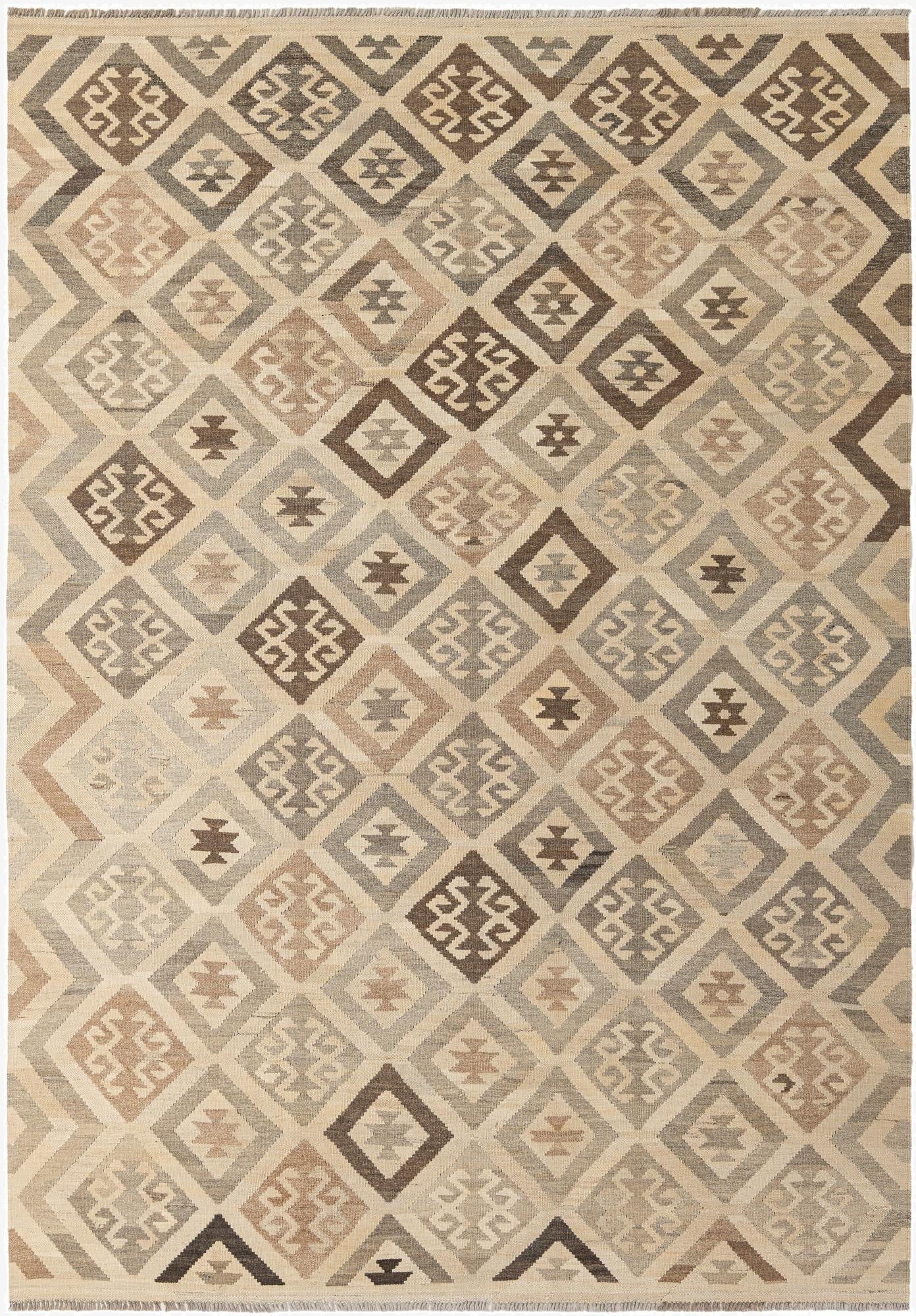  6' 9 x 9' 9  Hand Woven Kilim Maymana Wool Rug