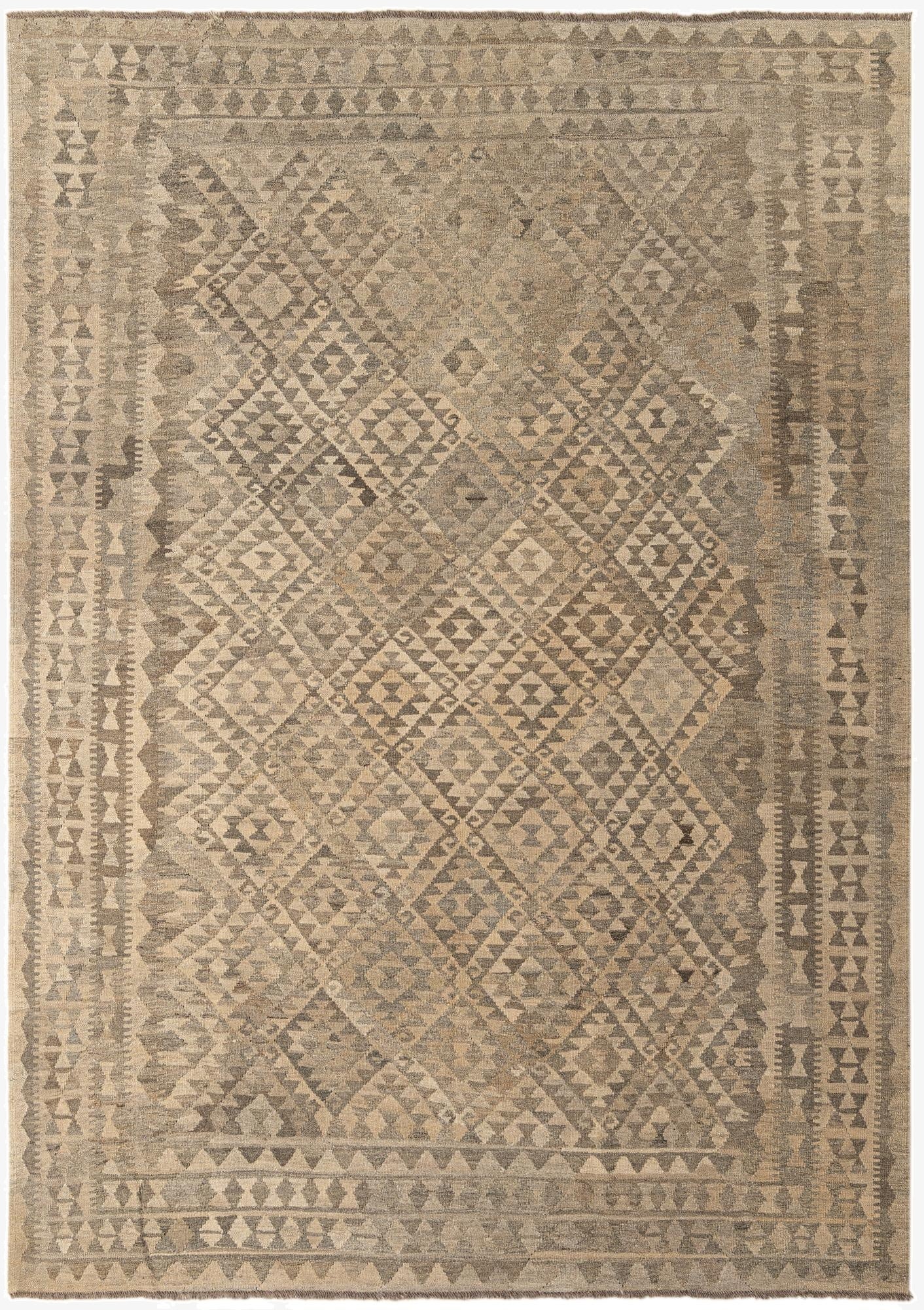  6' 8 x 9' 5  Hand Woven Kilim Maymana Wool Rug