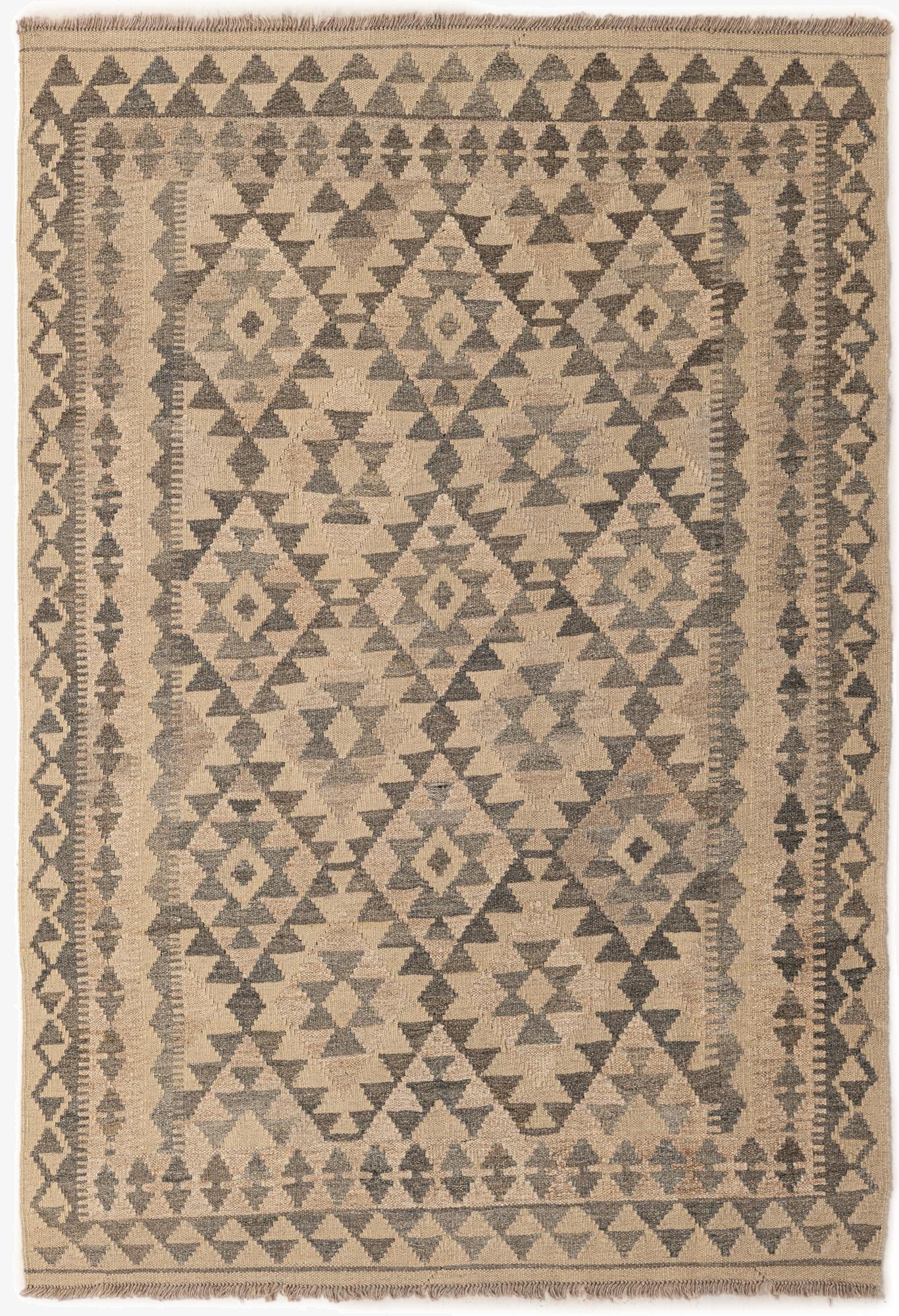  3' 10 x 5' 10  Hand Woven Kilim Maymana Wool Rug