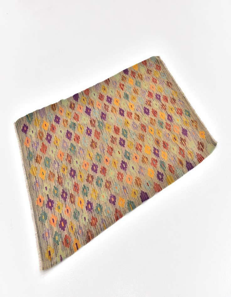 Detail image of  2' 10 x 4' 10  Hand Woven Kilim Modern Wool Rug