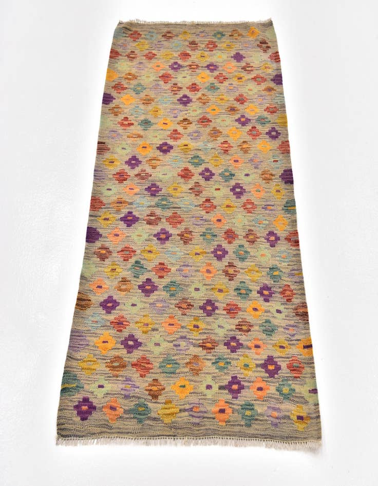 Detail image of  2' 10 x 4' 10  Hand Woven Kilim Modern Wool Rug