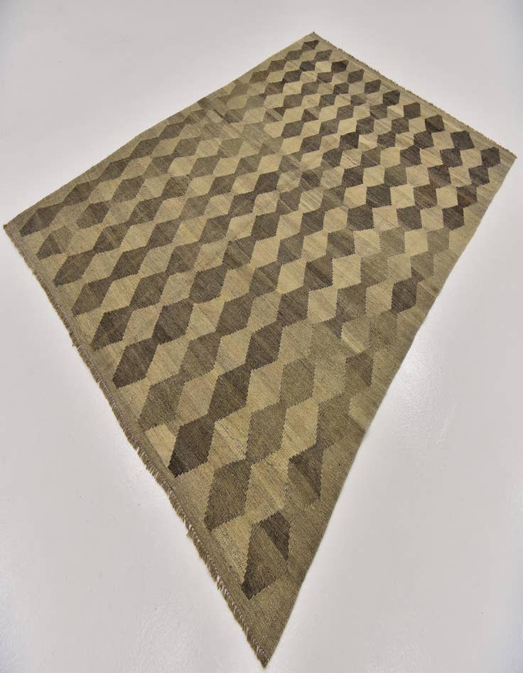 Detail image of  5' 3 x 7' 7  Hand Woven Kilim Modern Wool Rug