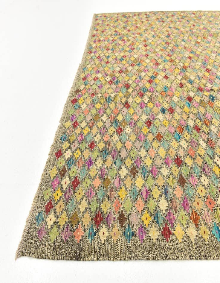 Detail image of  8' 9 x 9' 9  Hand Woven Kilim Modern Wool Rug