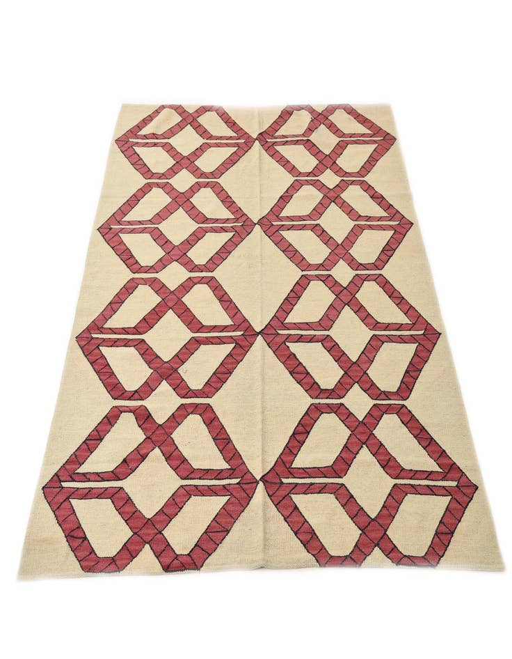 Detail image of  5' 1 x 6' 9  Hand Woven Kilim Modern Wool Rug