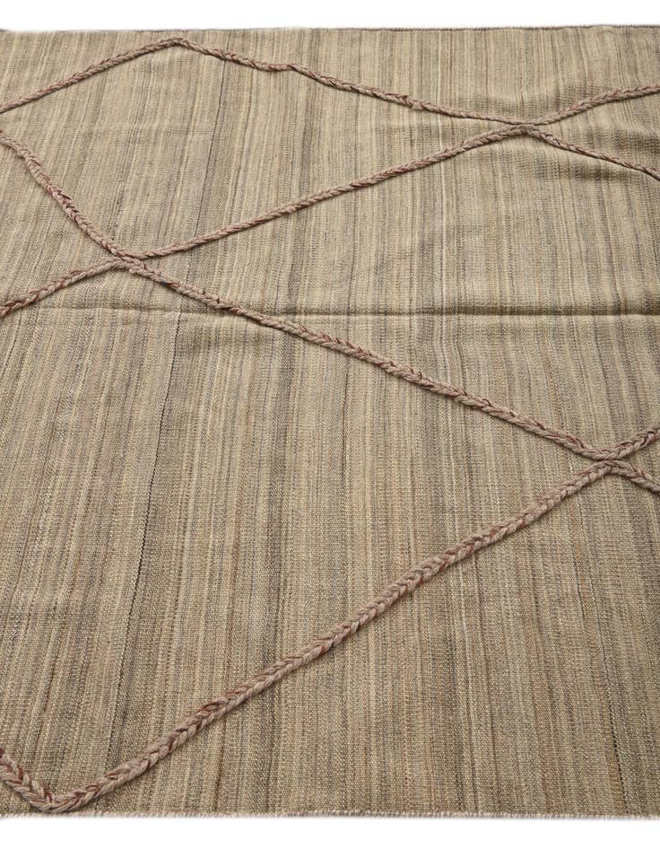 Detail image of  5' x 6' 6  Hand Woven Kilim Modern Wool Rug
