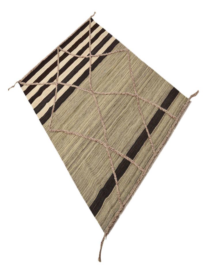 Detail image of  4' 3 x 6'  Hand Woven Kilim Modern Wool Rug