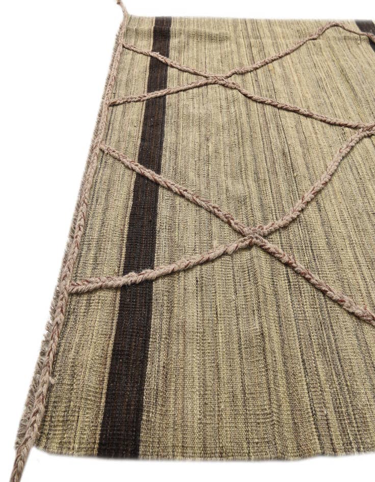 Detail image of  4' 3 x 6'  Hand Woven Kilim Modern Wool Rug