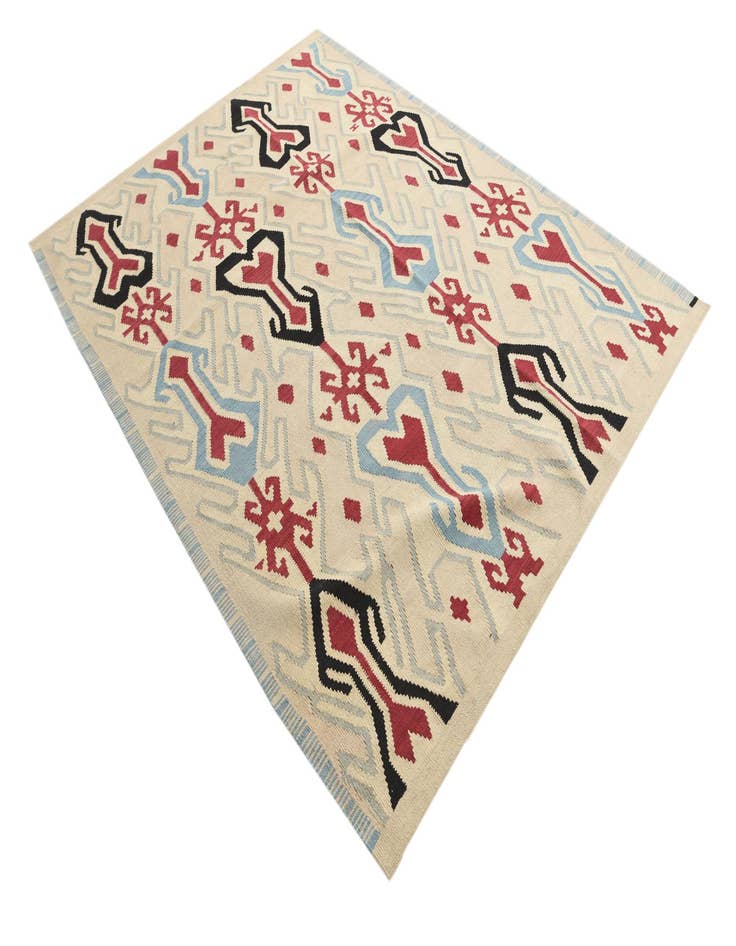 Detail image of  6' 1 x 8'  Hand Woven Kilim Modern Wool Rug