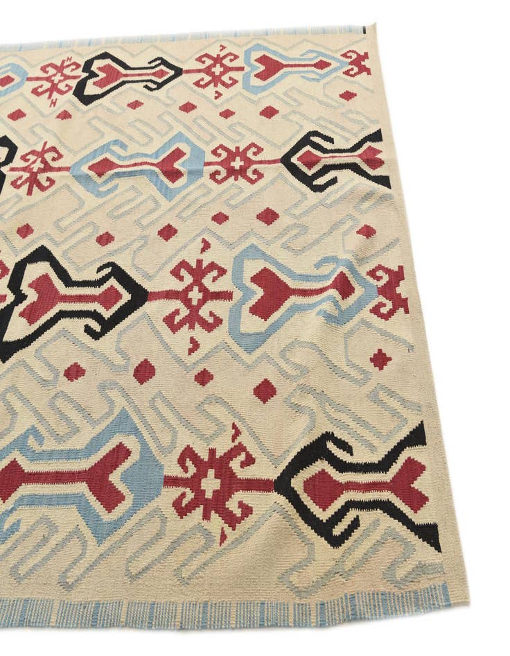 Detail image of  6' 1 x 8'  Hand Woven Kilim Modern Wool Rug