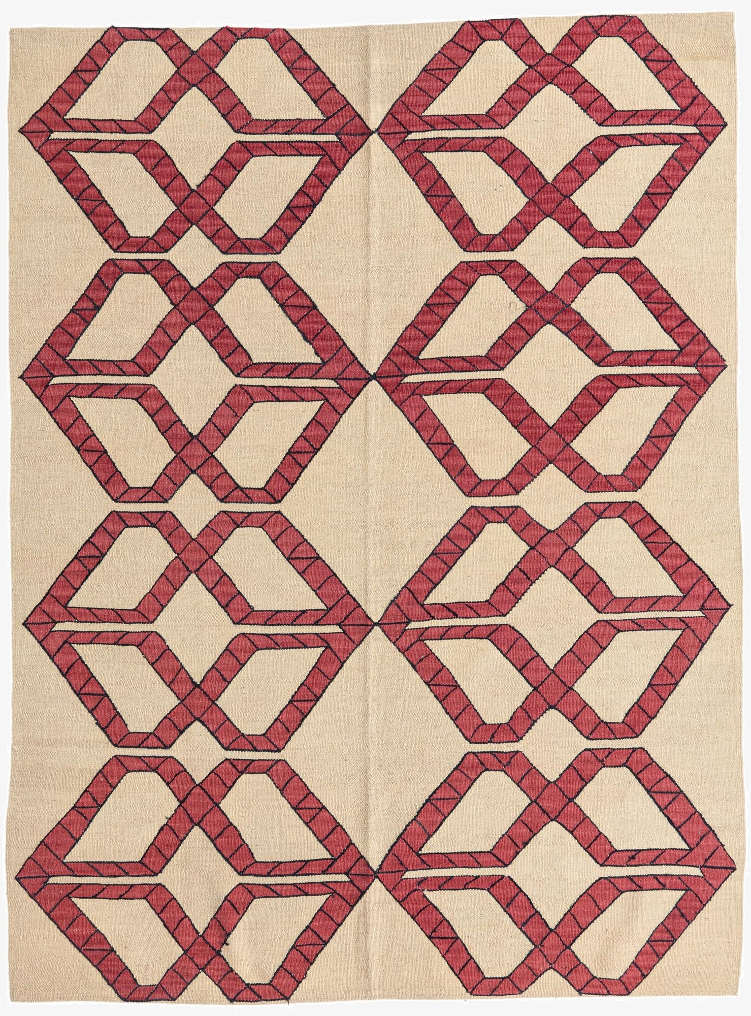  5' 1 x 6' 9  Hand Woven Kilim Modern Wool Rug