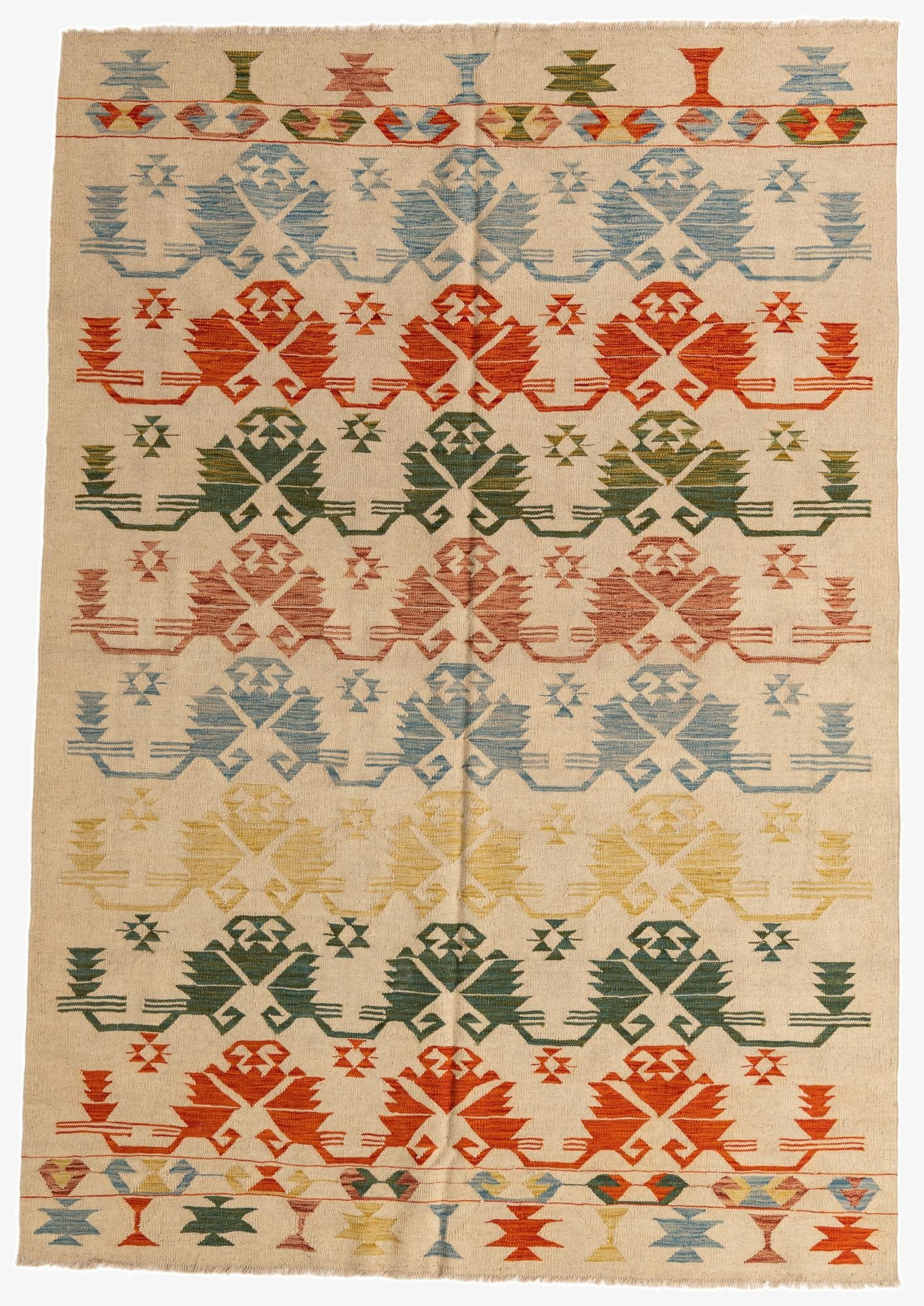  6' 9 x 9' 9  Hand Woven Kilim Modern Wool Rug