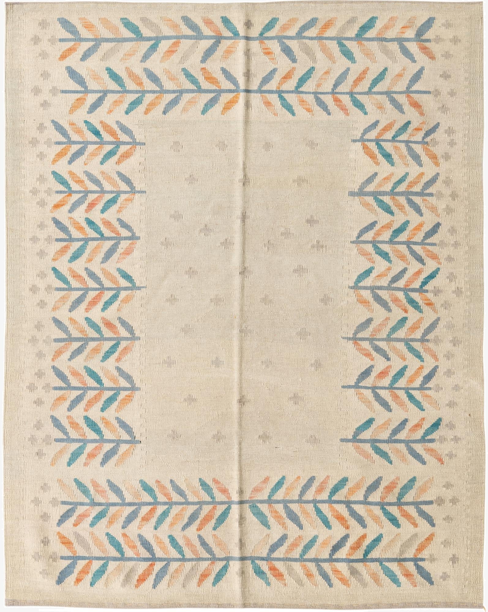  5' 1 x 6' 5  Hand Woven Kilim Modern Wool Rug