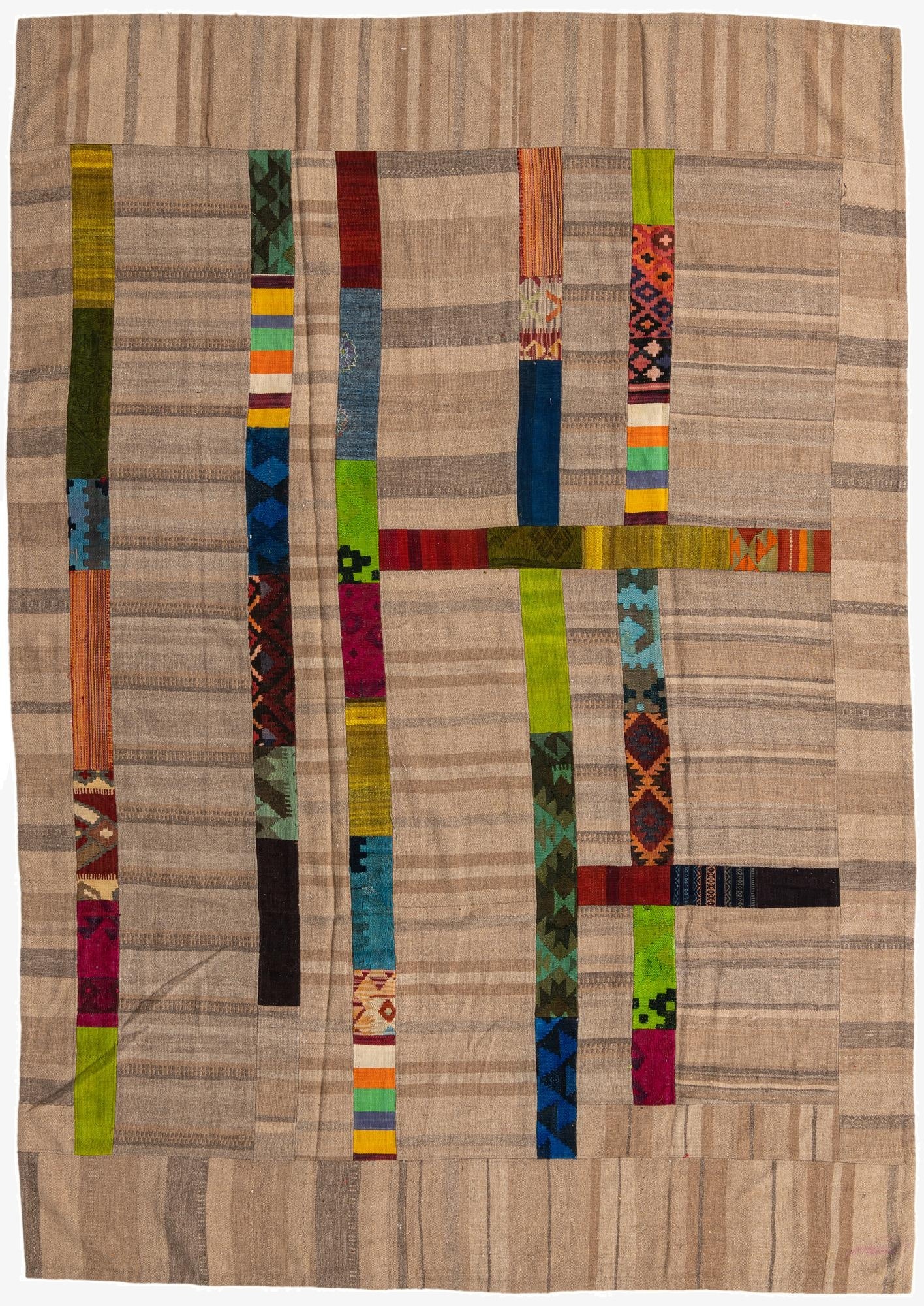  7' x 10'  Hand Woven Kilim Patchwork Wool Rug