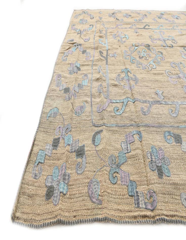 Detail image of  6' 8 x 9' 5  Hand Woven Kilim Suzani Wool Rug