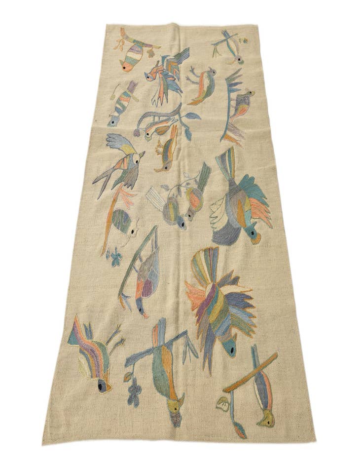 Detail image of  3' 2 x 4' 8  Hand Woven Kilim Suzani Wool Rug