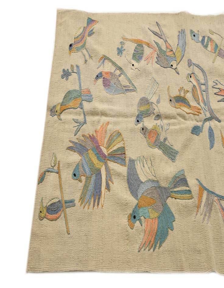 Detail image of  3' 2 x 4' 8  Hand Woven Kilim Suzani Wool Rug