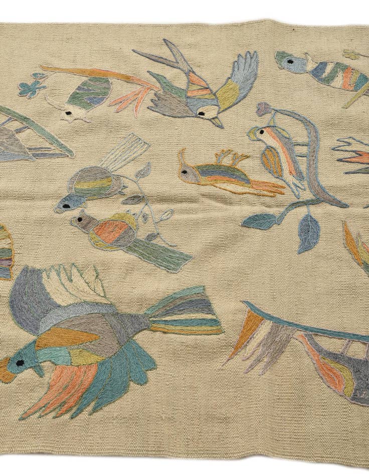 Detail image of  3' 2 x 4' 8  Hand Woven Kilim Suzani Wool Rug