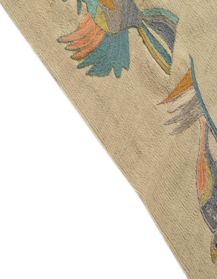 Detail image of  3' 2 x 4' 8  Hand Woven Kilim Suzani Wool Rug