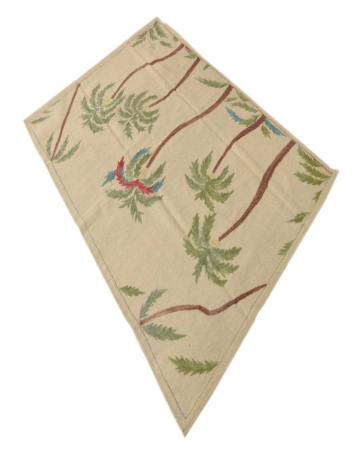 Detail image of  4' 2 x 5' 10  Hand Woven Kilim Suzani Wool Rug