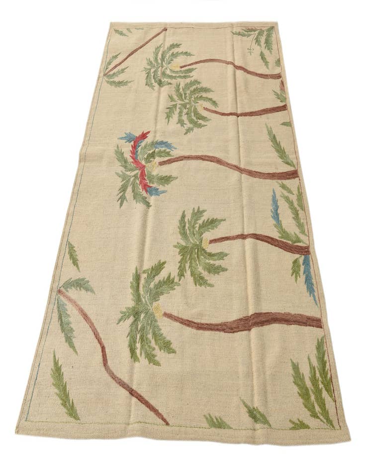 Detail image of  4' 2 x 5' 10  Hand Woven Kilim Suzani Wool Rug