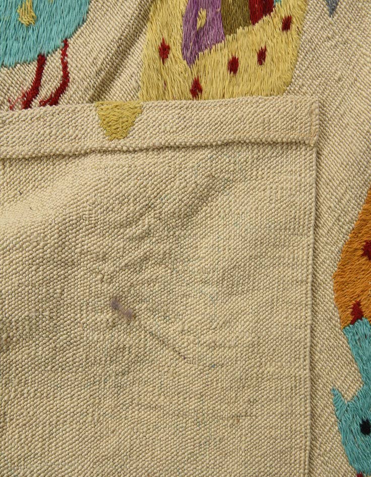 Detail image of  3' 1 x 4' 4  Hand Woven Kilim Suzani Wool Rug