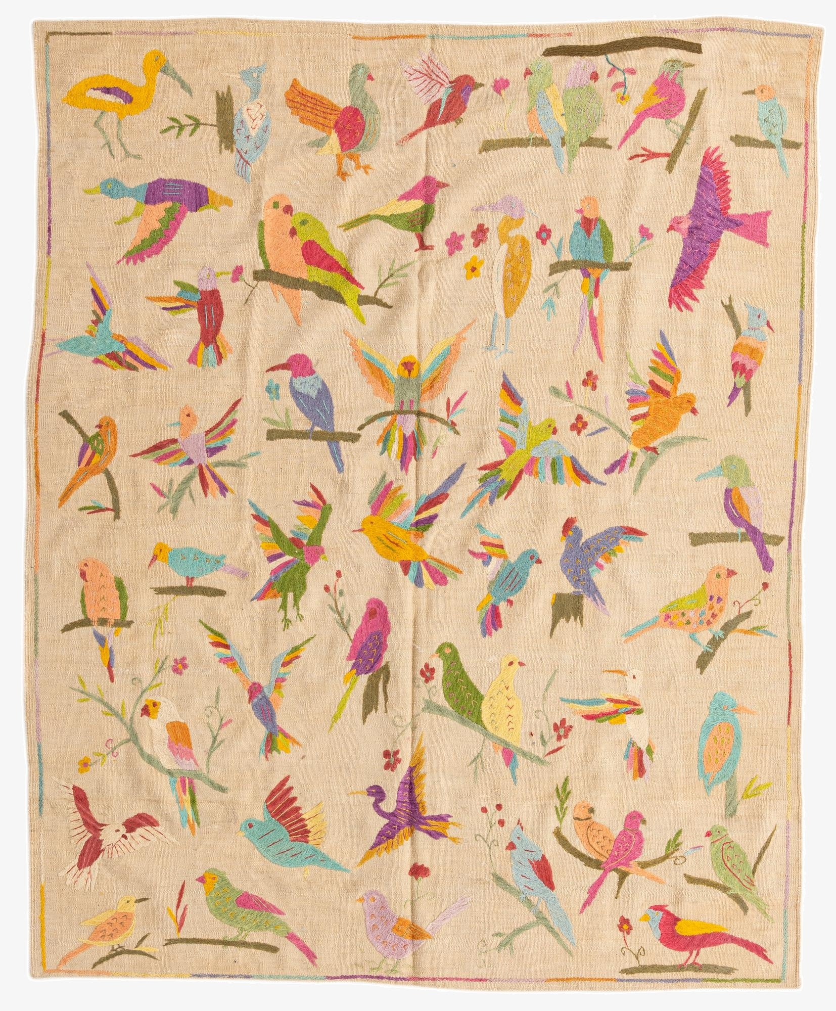  5' 11 x 7' 3  Hand Woven Kilim Suzani Wool Rug