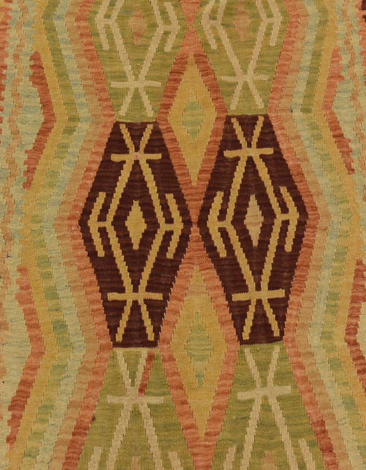 Detail image of  4' 3 x 6' 2  Hand Woven Kilim Waziri Wool Rug