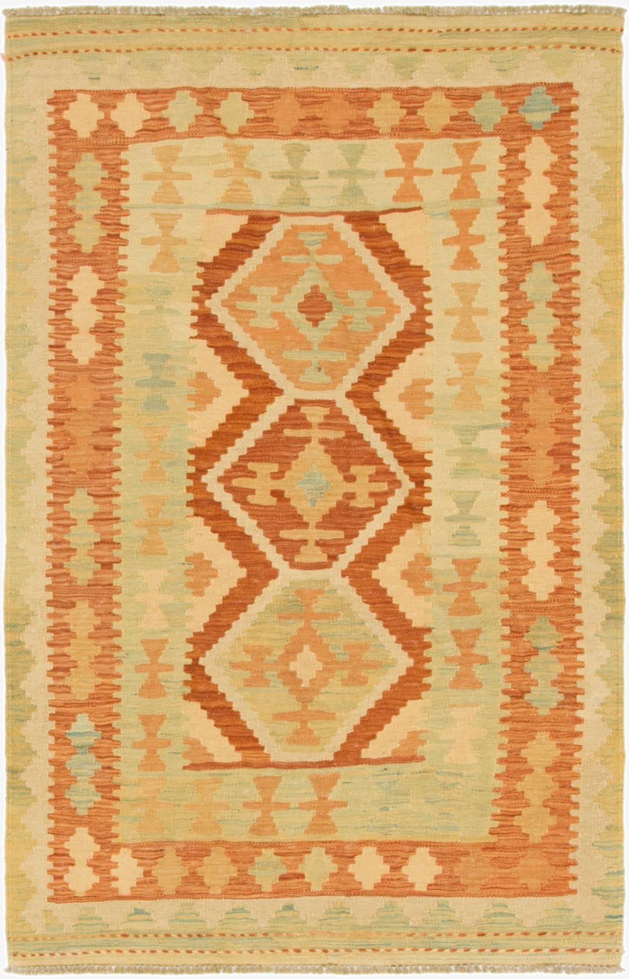  3' x 4' 9  Hand Woven Kilim Waziri Wool Rug