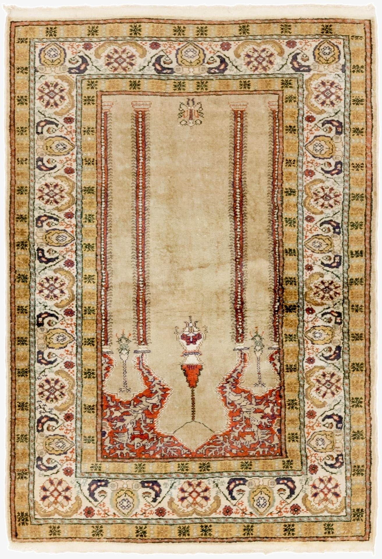  3' 2 x 4' 8  Hand Knotted Lahour Rug